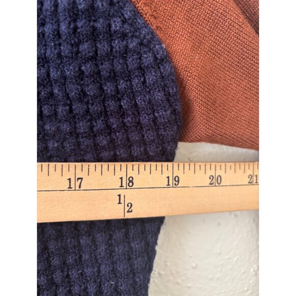 COS Wool Cotton Colorblock Waffle Turtleneck Sweater Navy Blue Rust - Picture 8 of 10